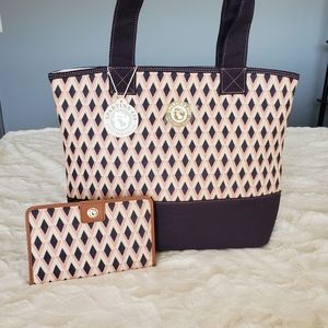 Spartina 449 Geometric Shoulder Bag - Black and Cream
